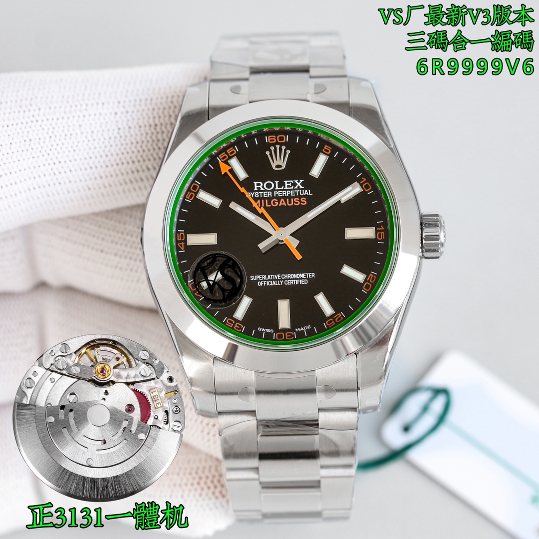 Rolex Milgauss Black Dial Watch, 40mm, Calibre 3131 Movement