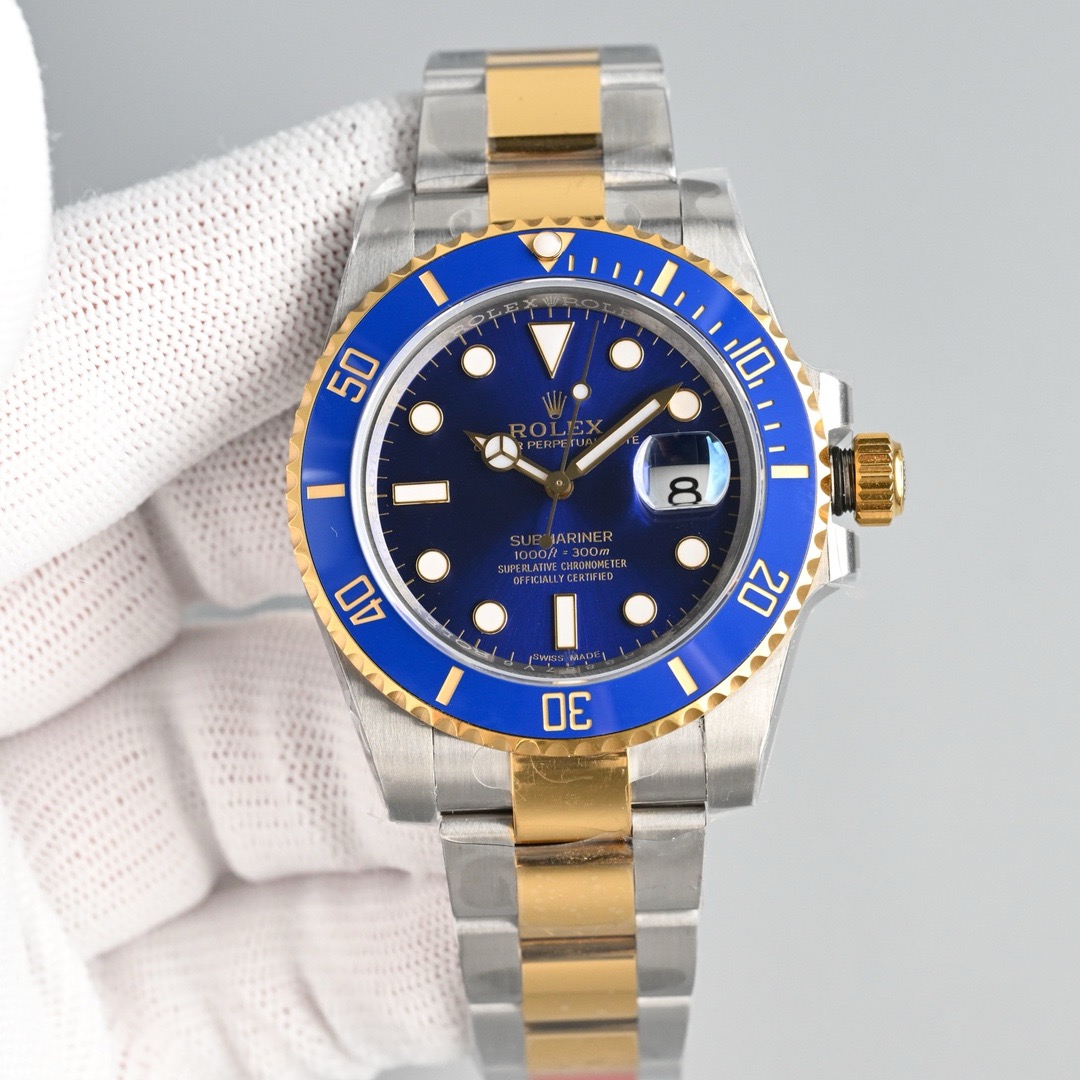 Rolex Submariner Two - Tone Blue Bezel Watch, 40mm, Calibre 3235 Movement
