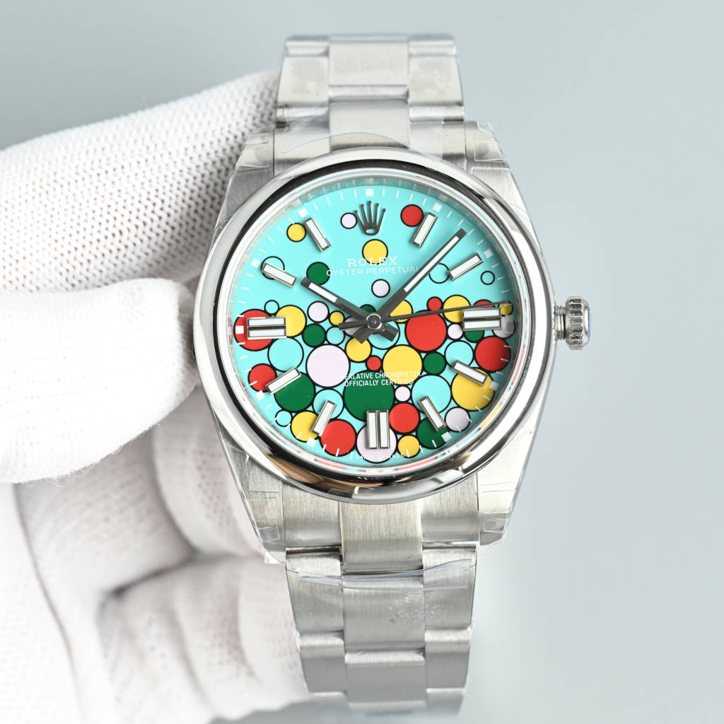Rolex Oyster Perpetual Colorful Dot Dial Watch, 41mm, Calibre 3230 Movement