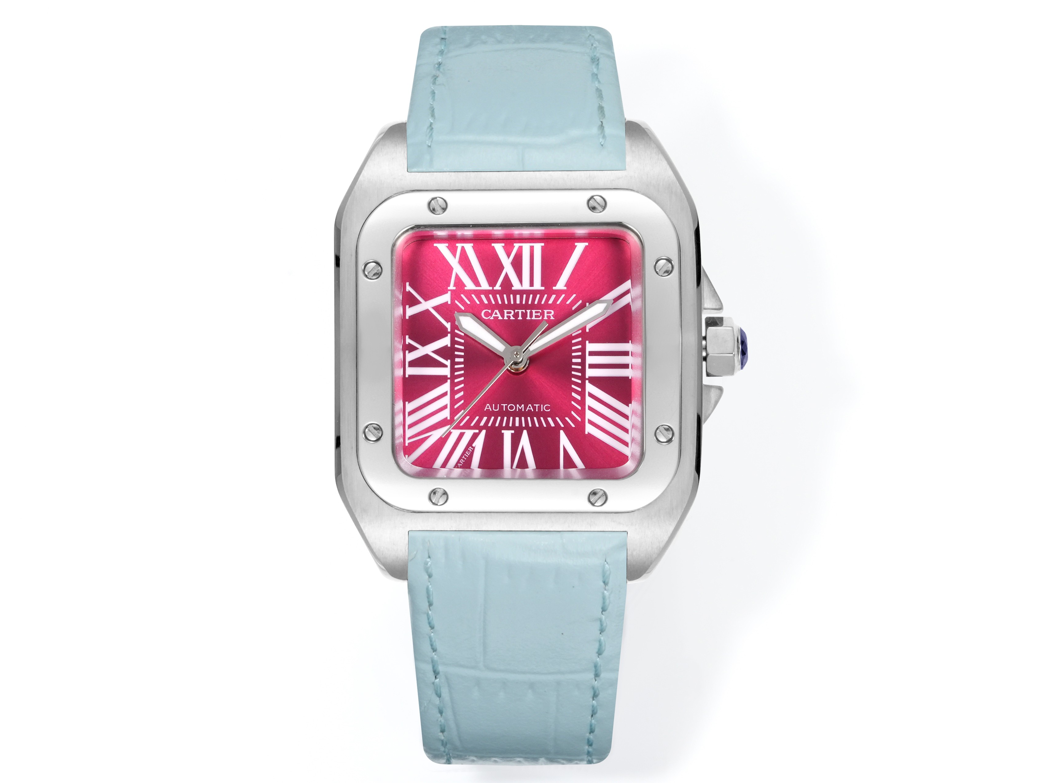 Cartier Santos 100 Pink Dial Watch, 38mm×38mm, Automatic Movement
