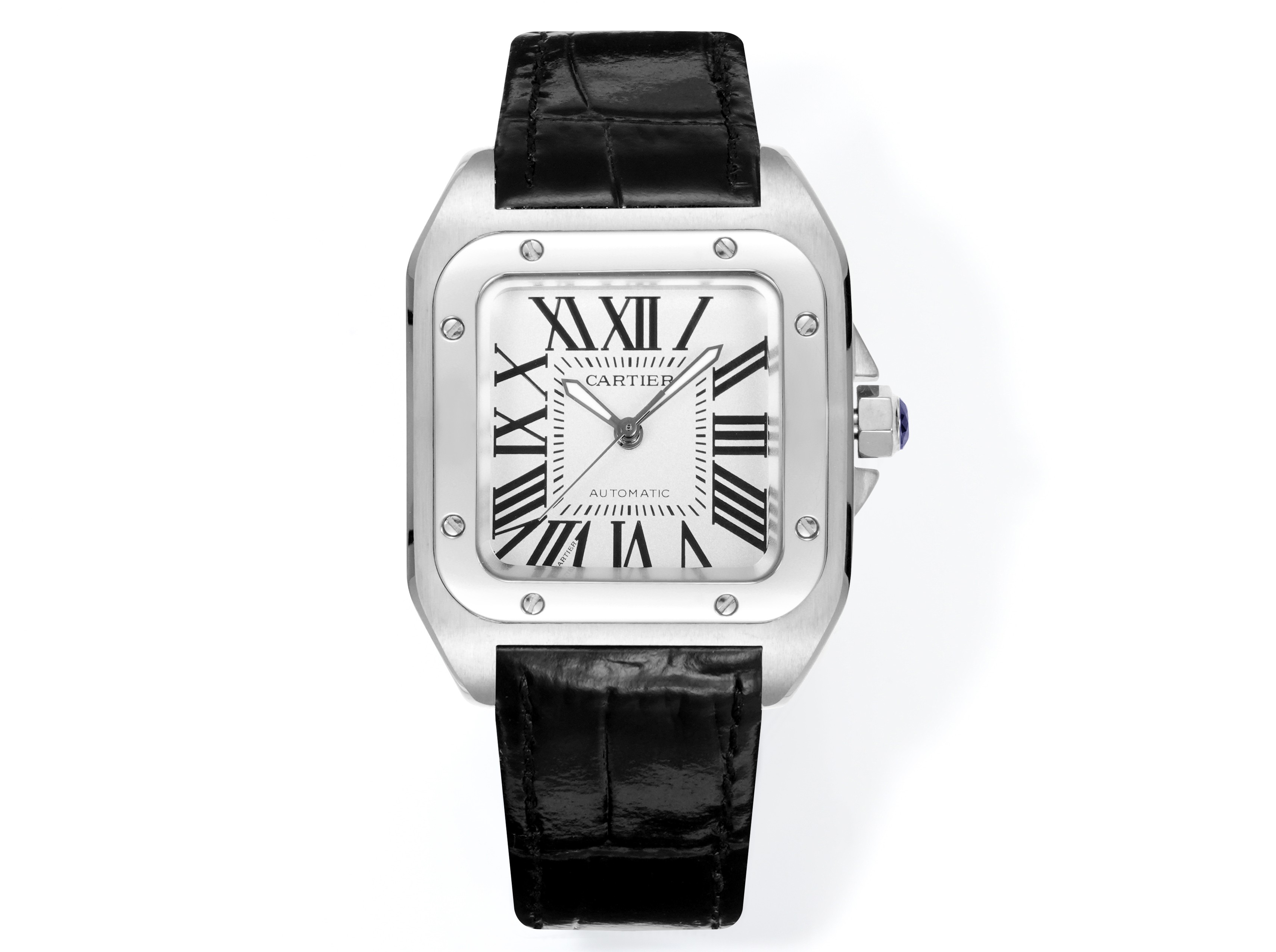 Cartier Santos 100 Silver Dial Watch, 38mm×38mm, Automatic Movement