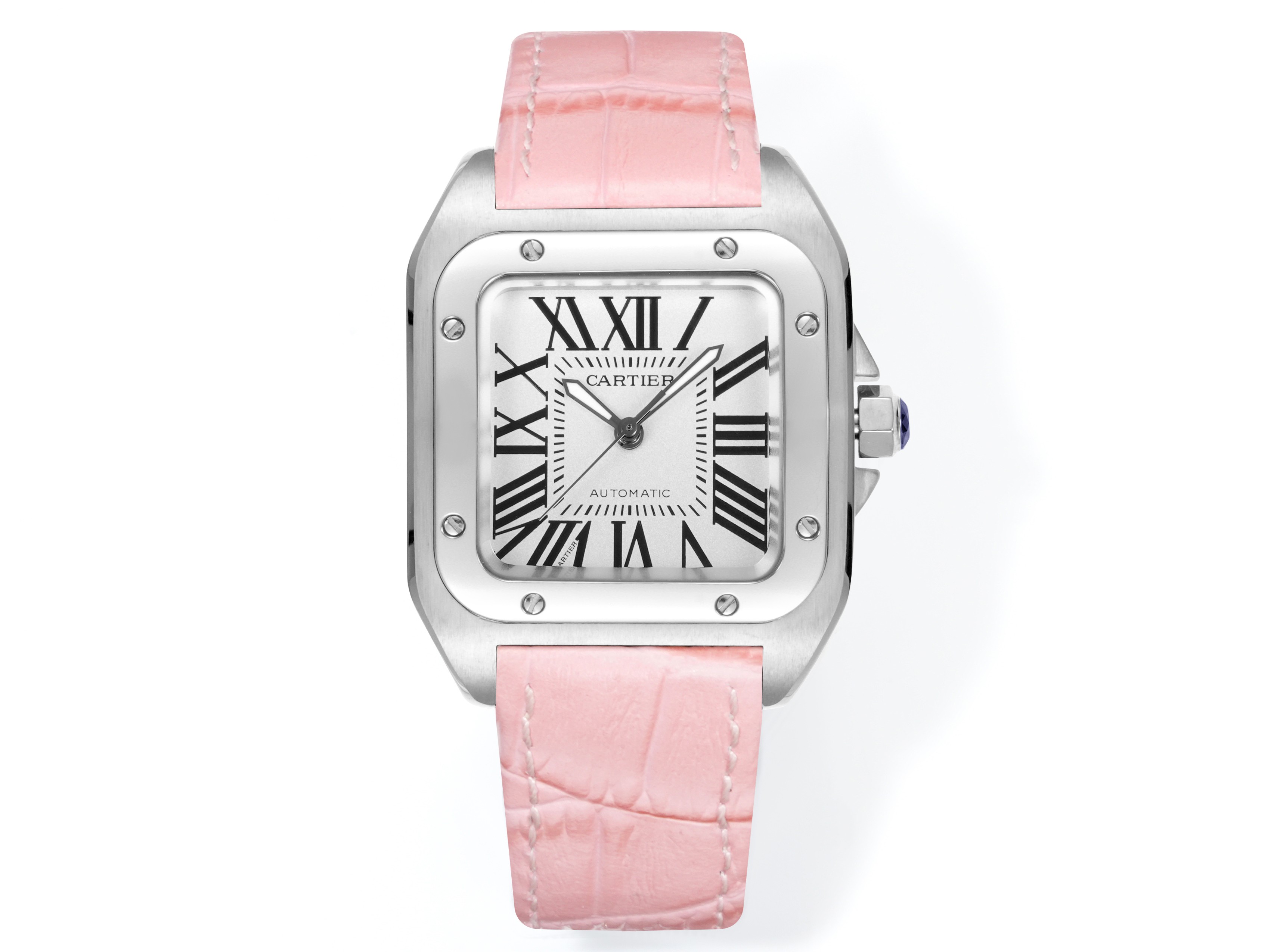 Cartier Santos 100 Silver Dial Watch, 38mm×38mm, Automatic Movement