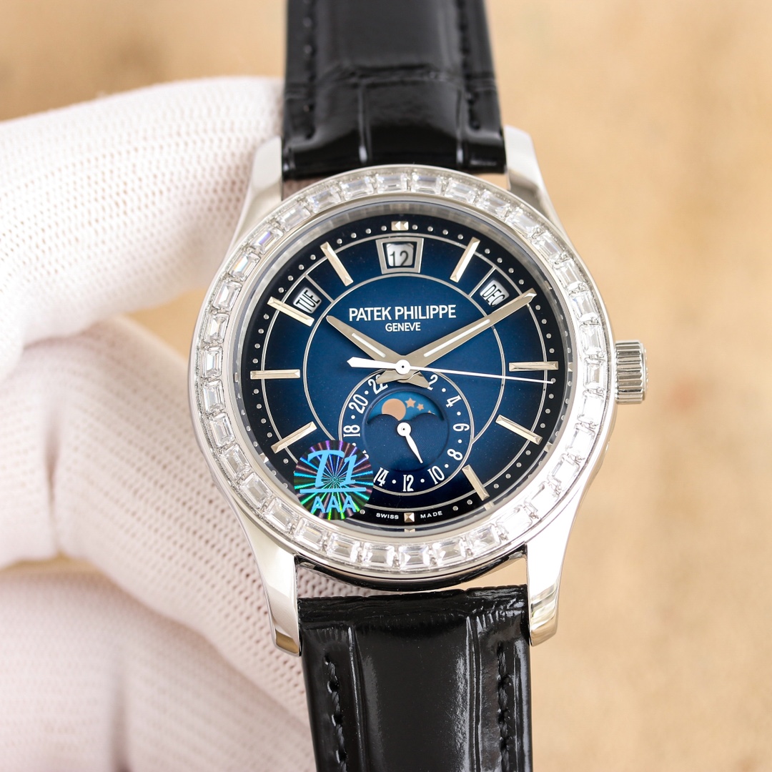 Patek Philippe Complications Moon Phase Diamond - Set White Dial Watch, 39mm, Automatic Movement