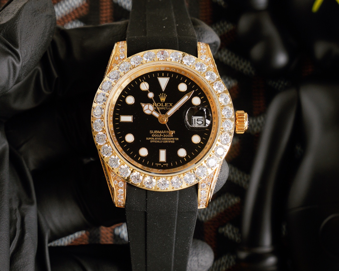 Rolex Submariner Diamond - Set Black Dial Watch, 40mm, Automatic Movement