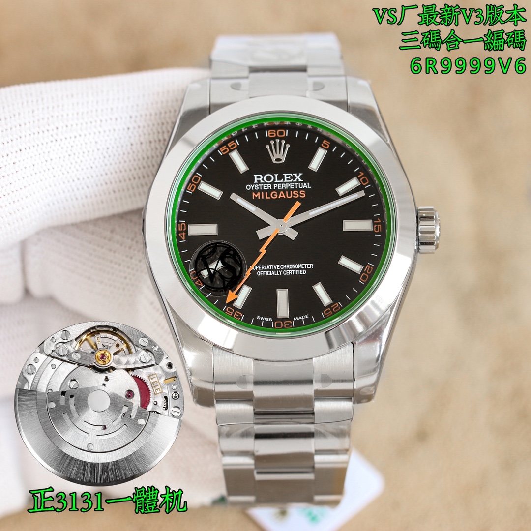 Rolex Milgauss Black Dial Stainless Steel Watch, 40mm, 3131 Movement