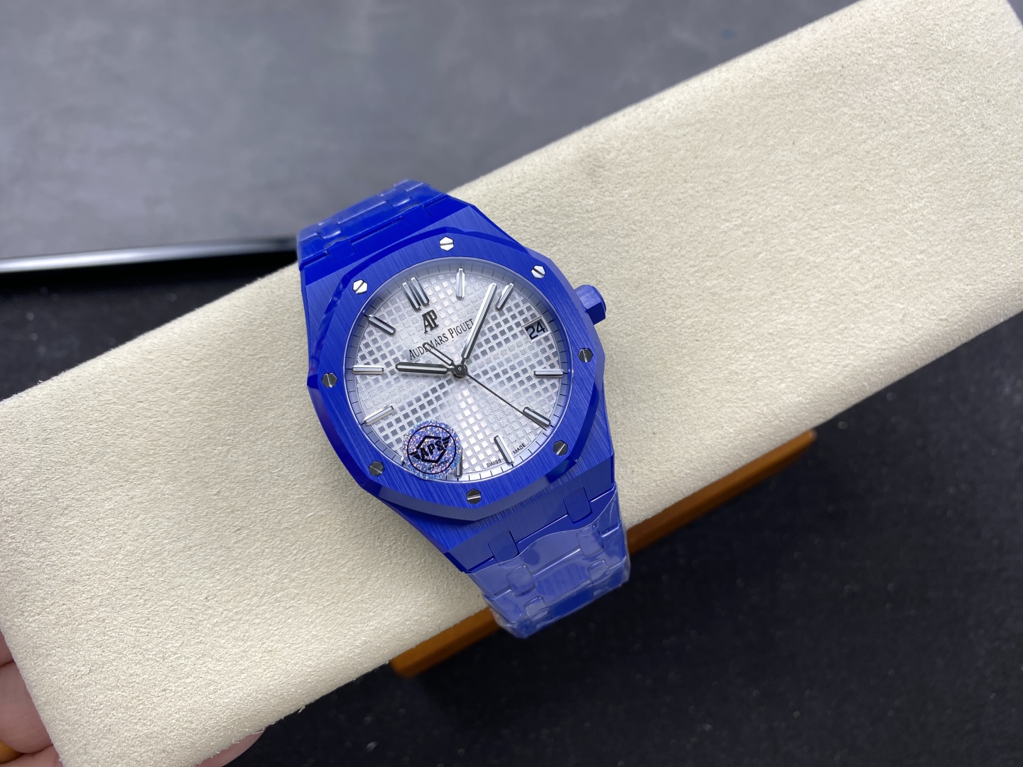 Audemars Piguet Royal Oak Silver Dial Blue Ceramic Watch, 41mm, Automatic Movement
