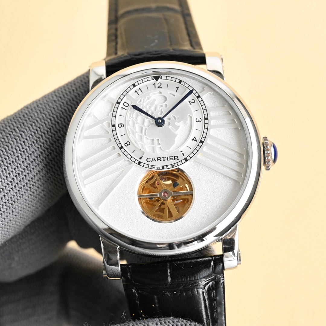 Cartier Tourbillon White Dial Platinum Watch, 40mm, Manual Mechanical Movement