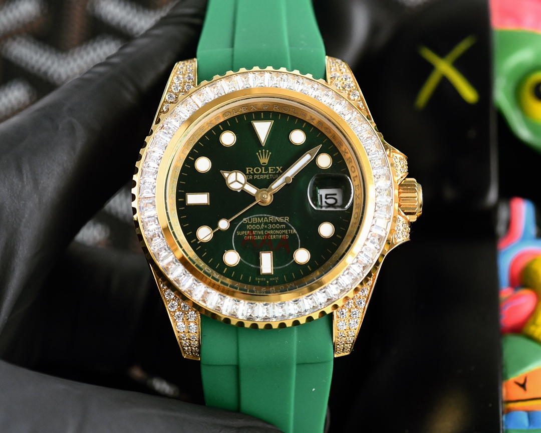 Rolex Submariner Green Dial Gold Watch, 40mm, Automatic Movement