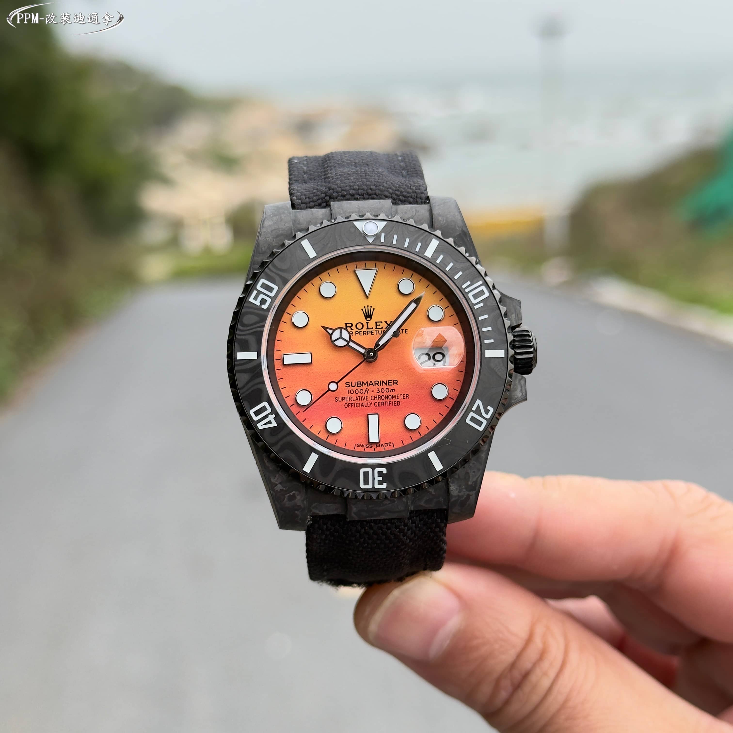 Rolex Submariner Gradient Orange Dial Carbon Watch, 40mm, Automatic Movement