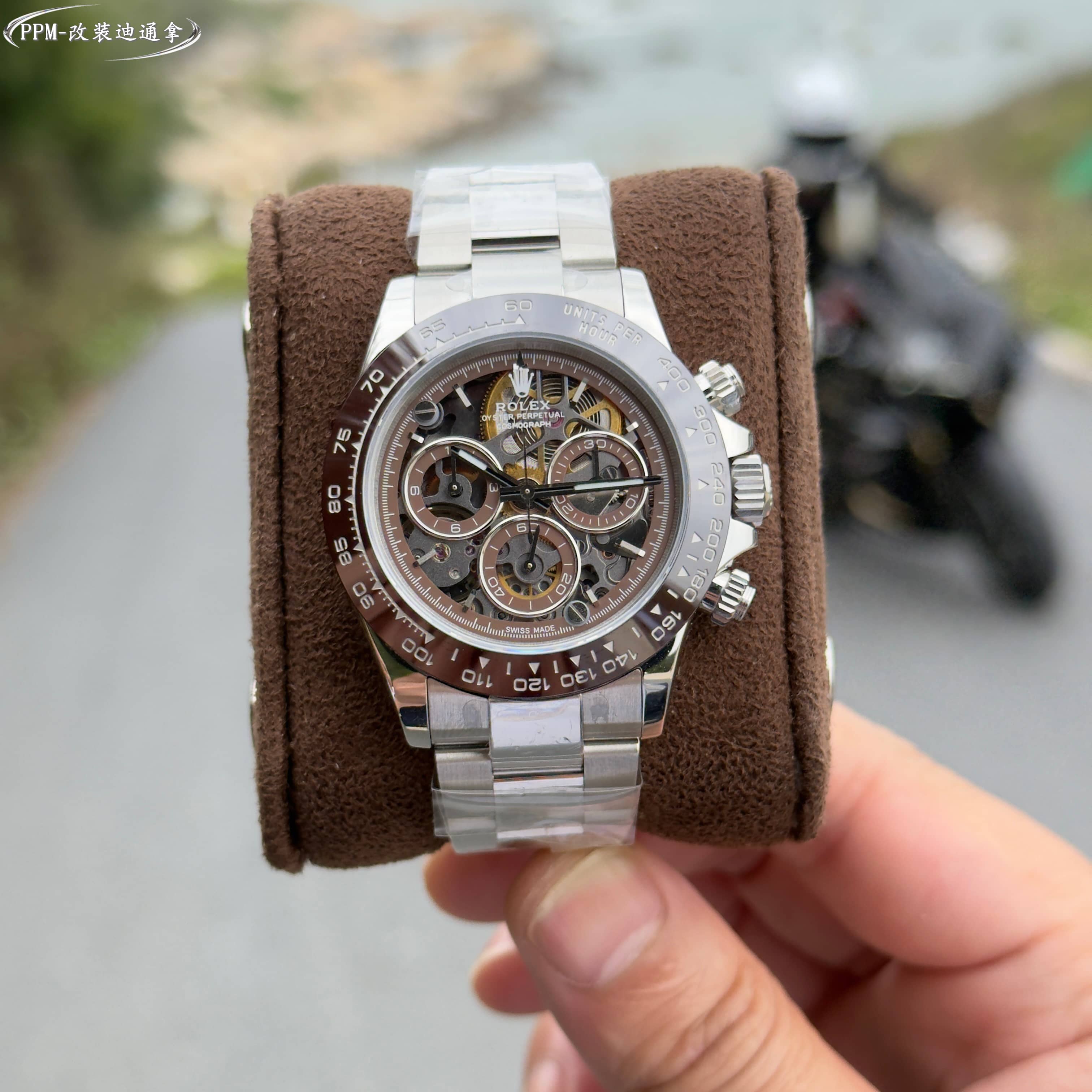 Rolex Daytona Skeleton Brown Dial Stainless Steel Watch, 40mm, Automatic Movement