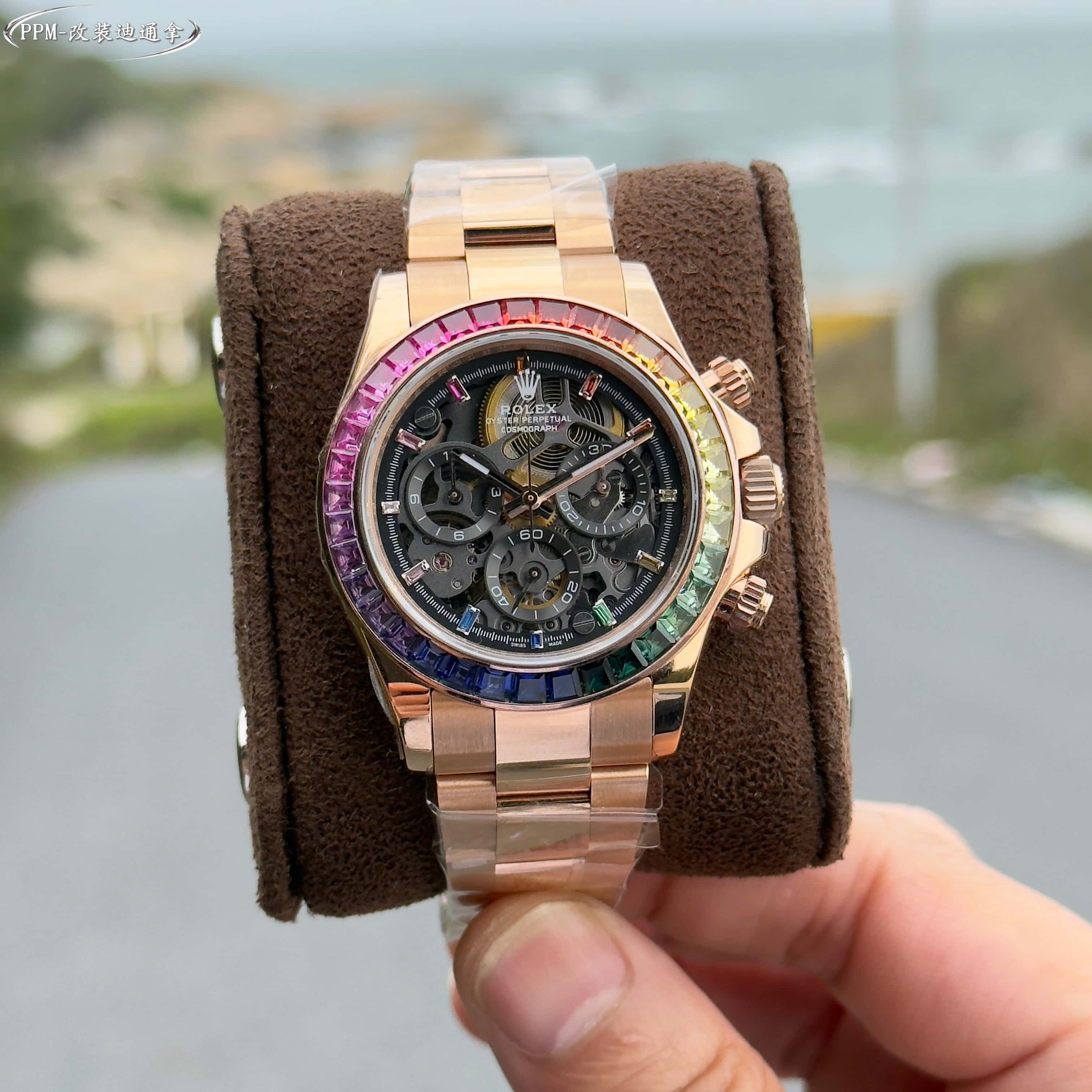 Rolex Daytona Skeleton Black Dial Rose Gold Watch, 40mm, Automatic Movement