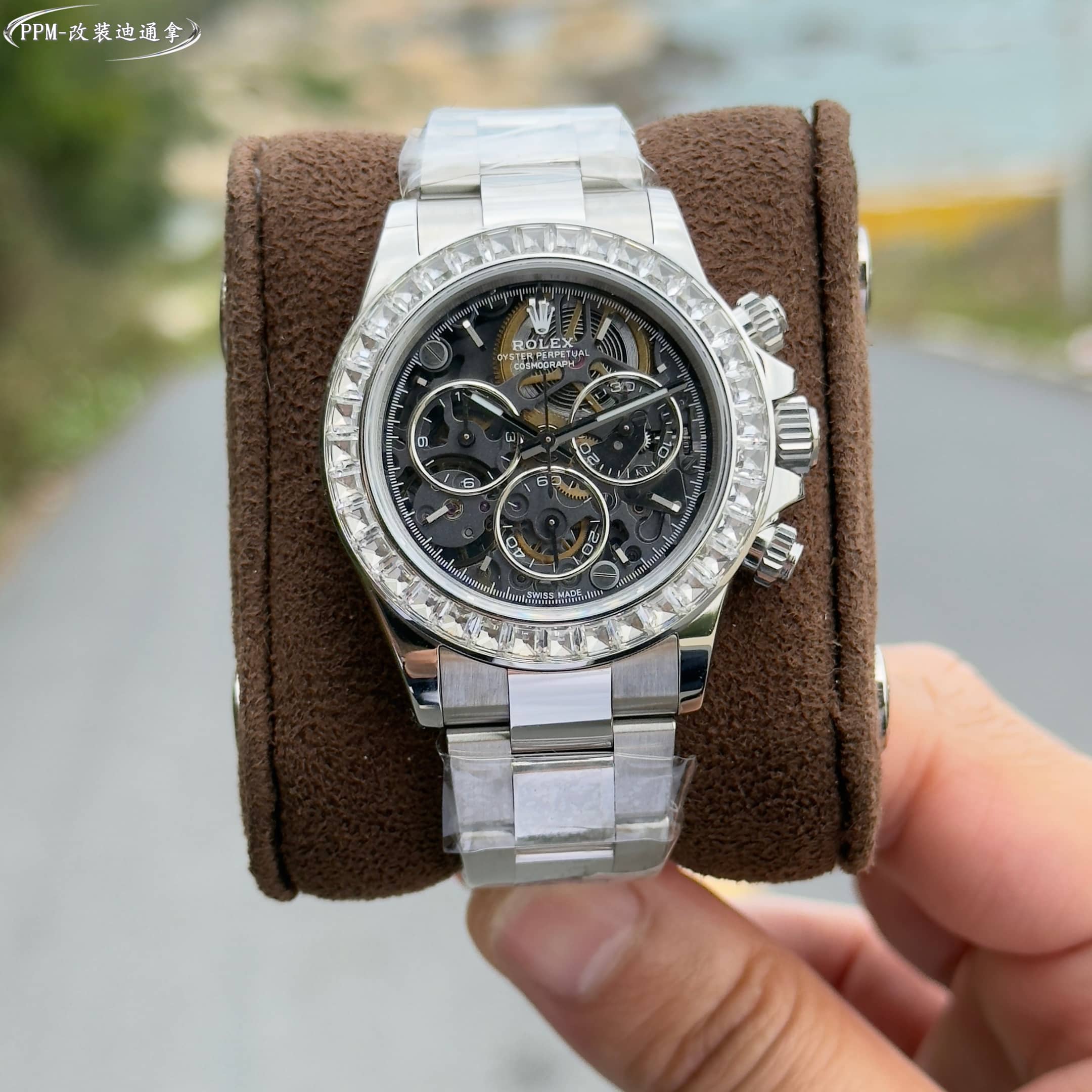 Rolex Daytona Skeleton Black Dial Stainless Steel Watch, 40mm, Automatic Movement