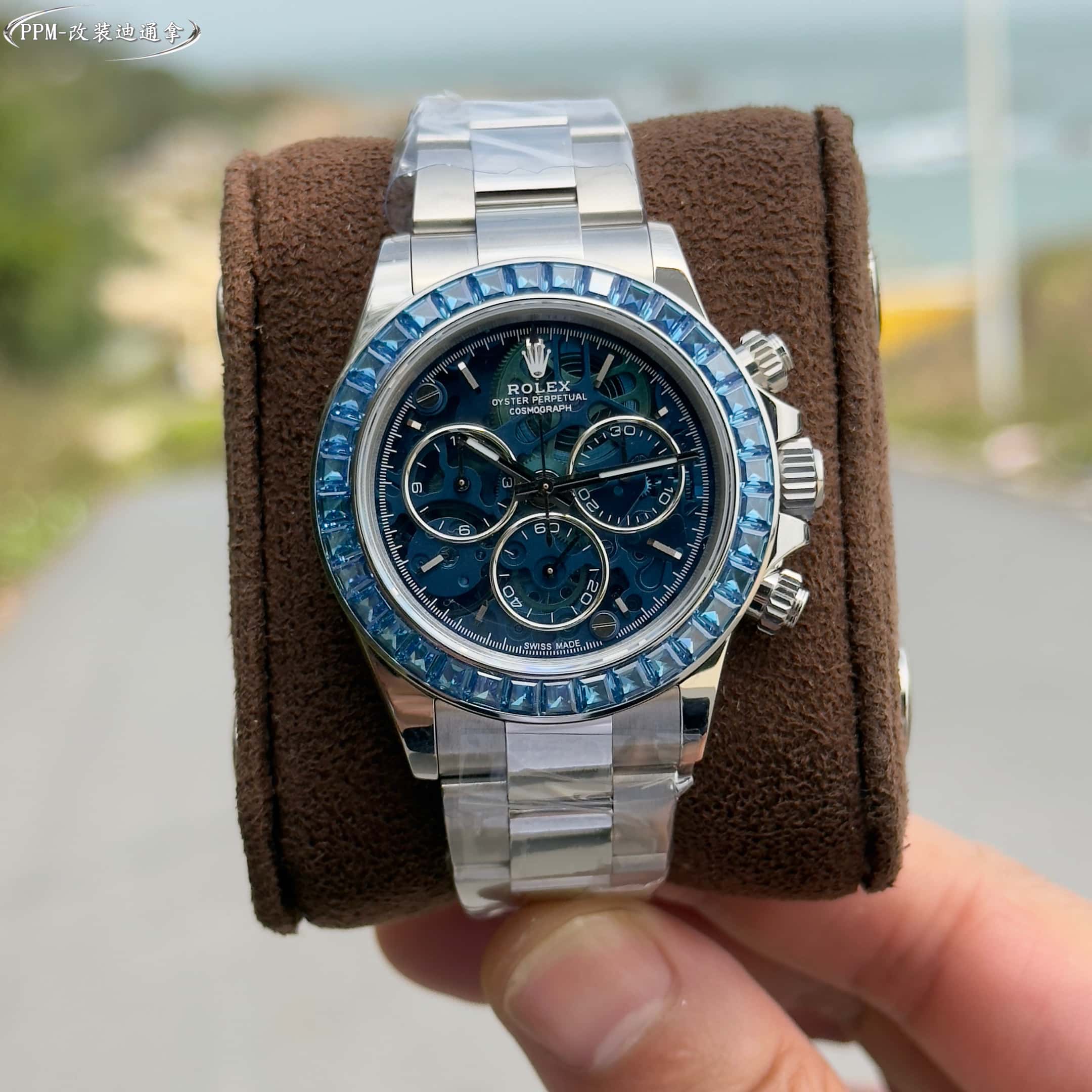 Rolex Daytona Skeleton Blue Dial Stainless Steel Watch, 40mm, Automatic Movement