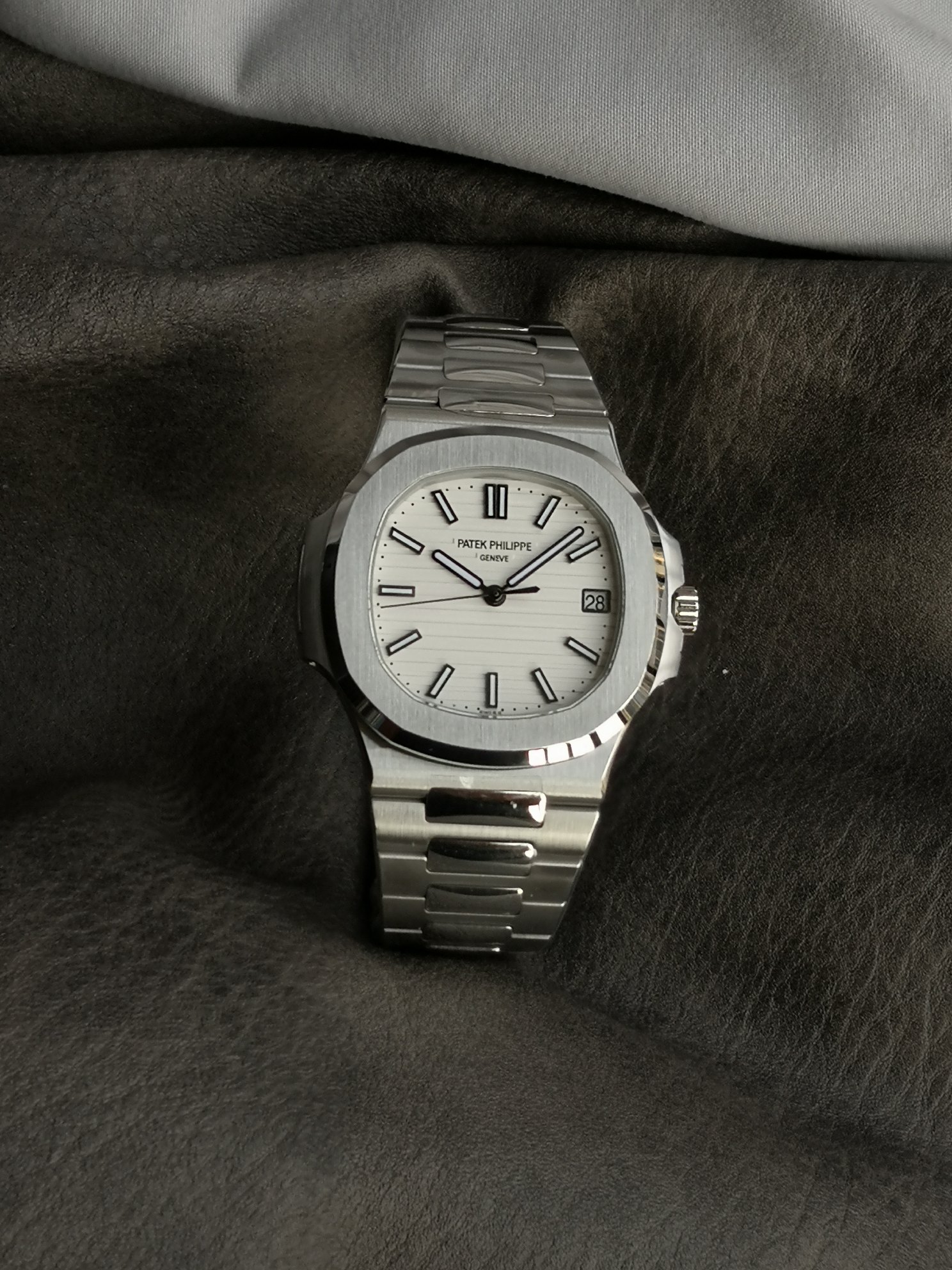 Patek Philippe Nautilus Silver Dial Stainless Steel Watch, 40mm, Automatic Movement