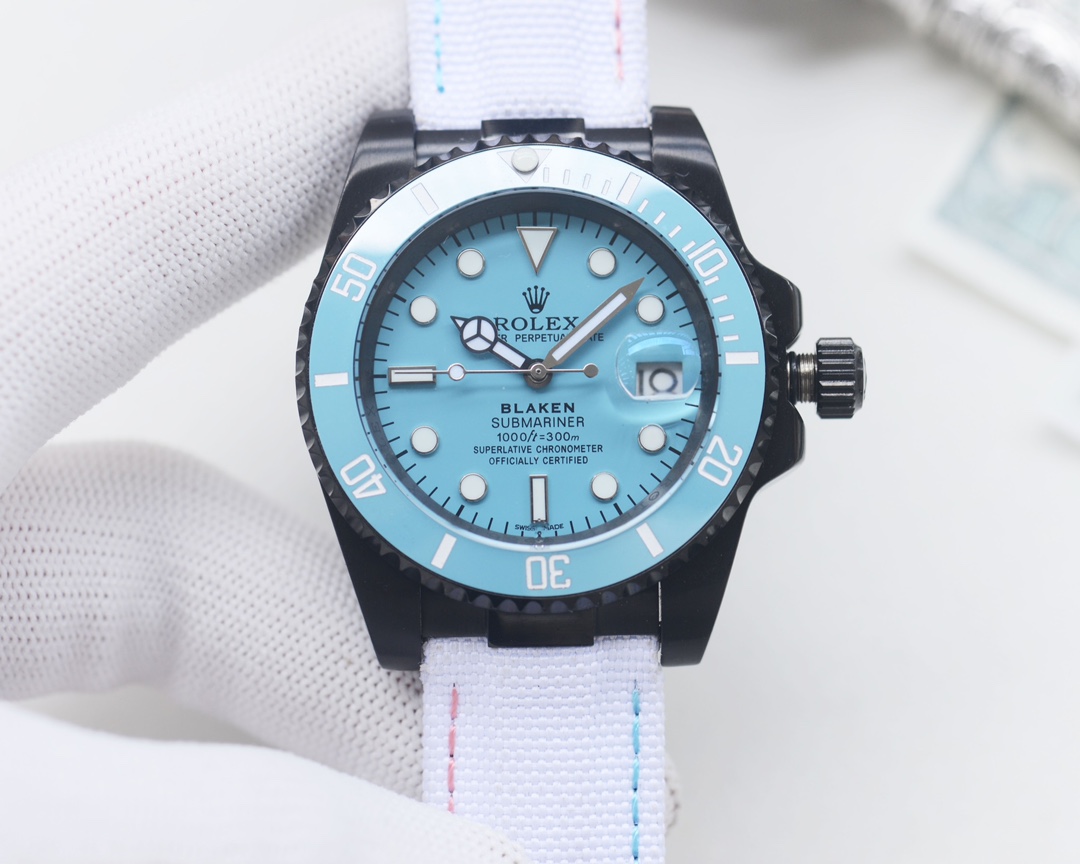 Rolex Submariner Blue Dial Black - Coated Stainless Steel Watch, 40mm, Automatic Movement