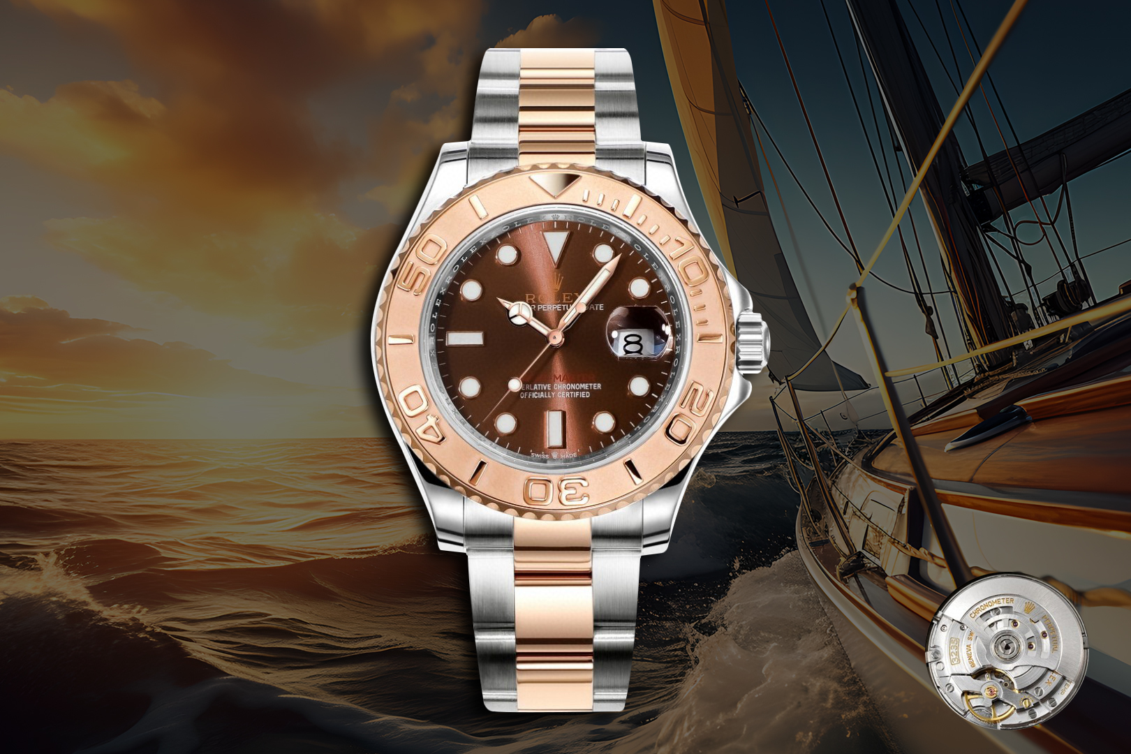 Rolex Yacht - Master Chocolate Dial Stainless Steel & Rose Gold Watch, 40mm, Automatic Movement