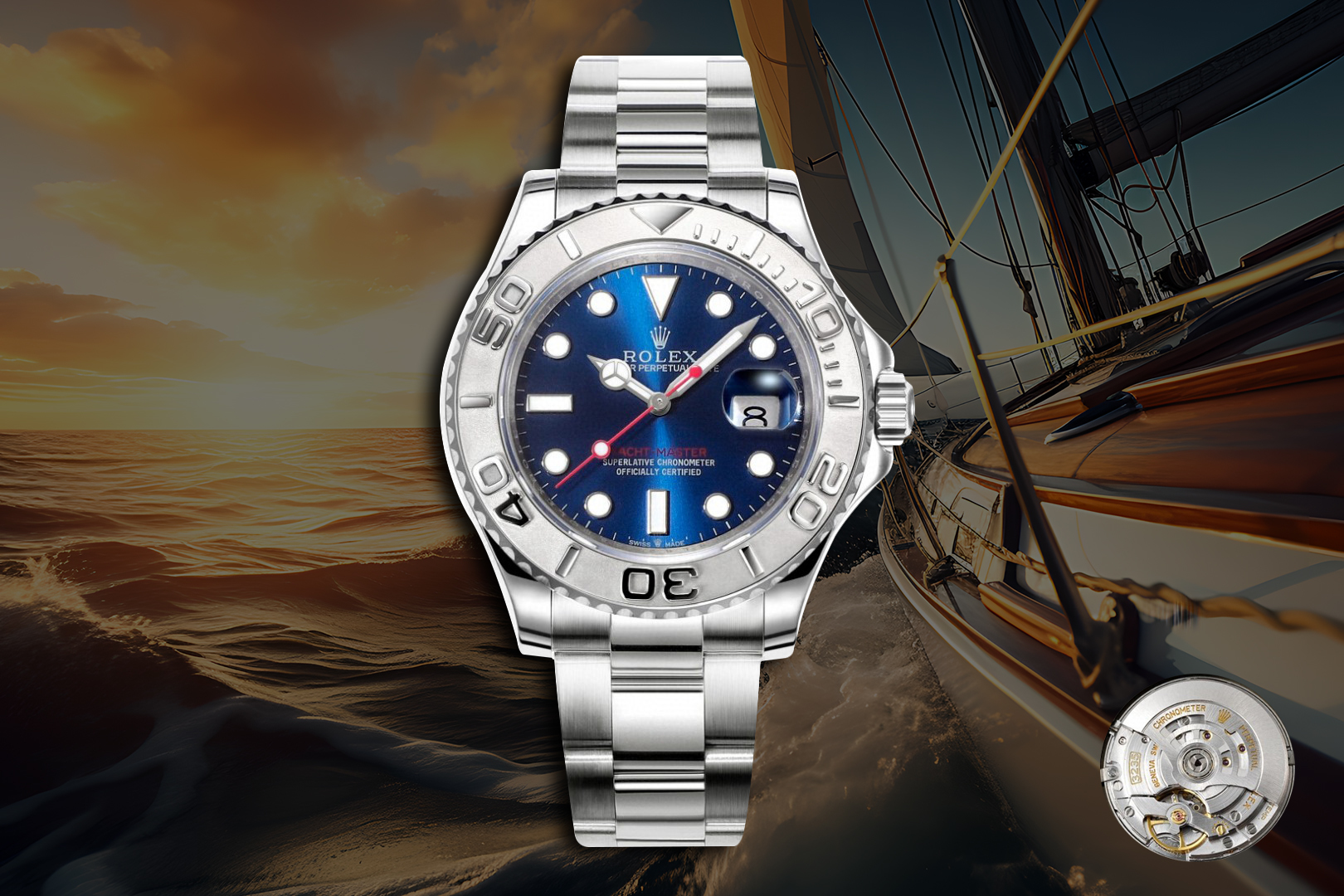 Rolex Yacht - Master Blue Dial Stainless Steel Watch, 40mm, Automatic Movement