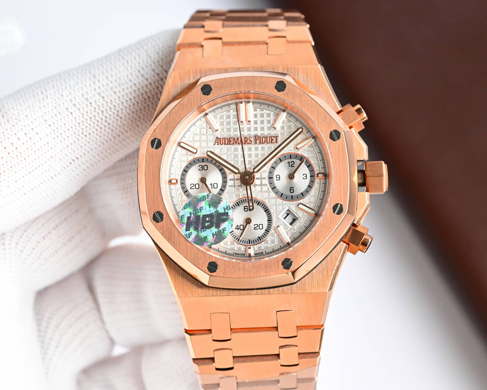 Audemars Piguet Royal Oak Chronograph Silver Dial Rose Gold Watch, 41mm, Automatic Movement