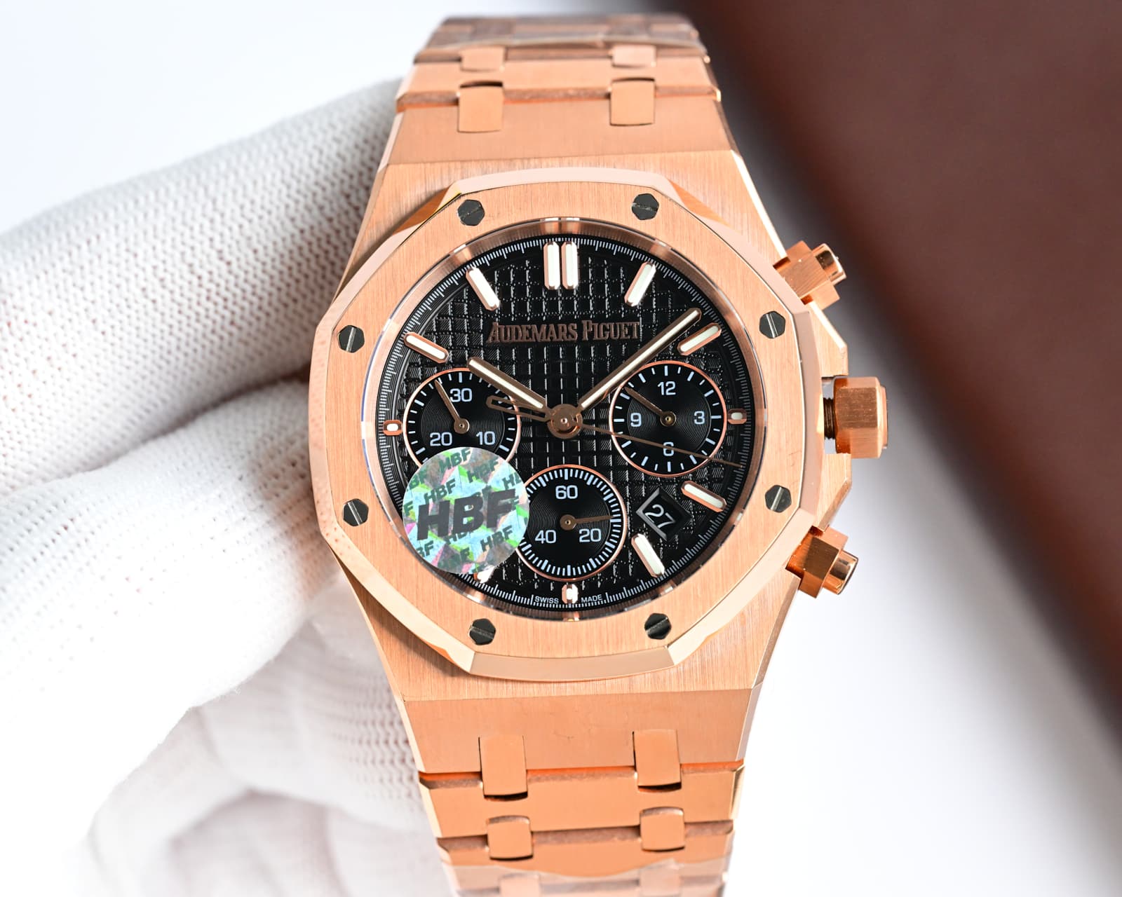Audemars Piguet Royal Oak Chronograph Black Dial Rose Gold Watch, 41mm, Automatic Movement