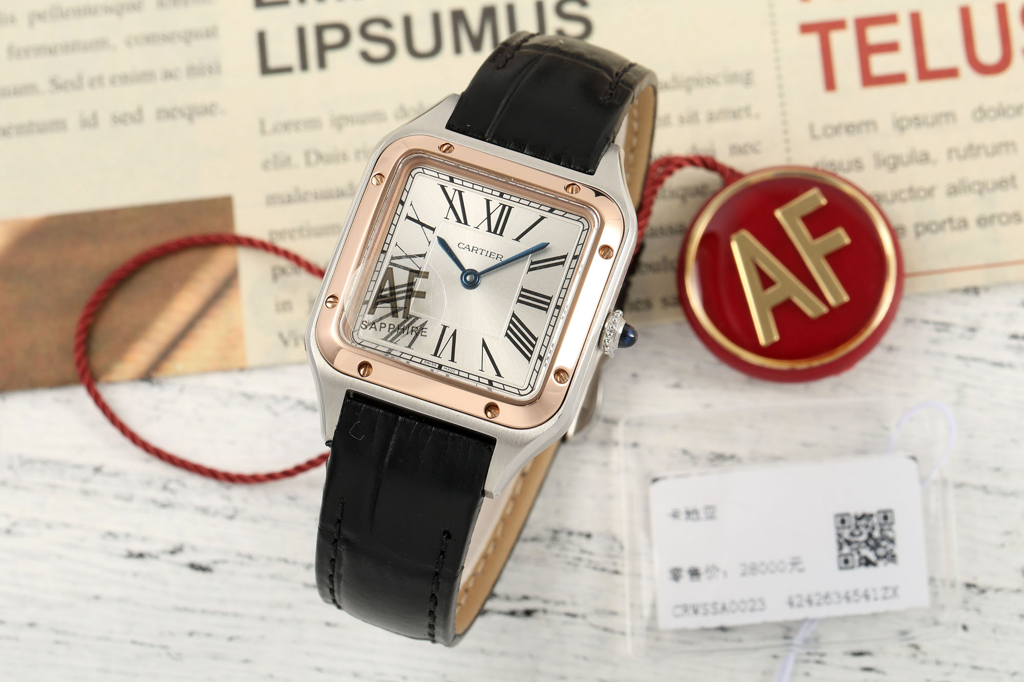 Cartier Santos Silver Dial Two - Tone Watch, 38mm×27.5mm, Quartz Movement