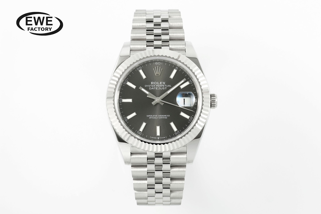 Rolex Datejust Gray Dial Stainless Steel Watch, 41mm, Automatic Movement