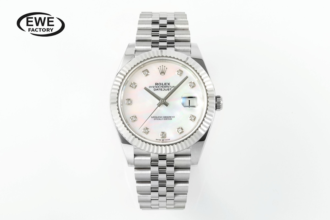 Rolex Datejust Diamond - Set Mother - of - Pearl Dial Stainless Steel Watch, 41mm, Automatic Movement