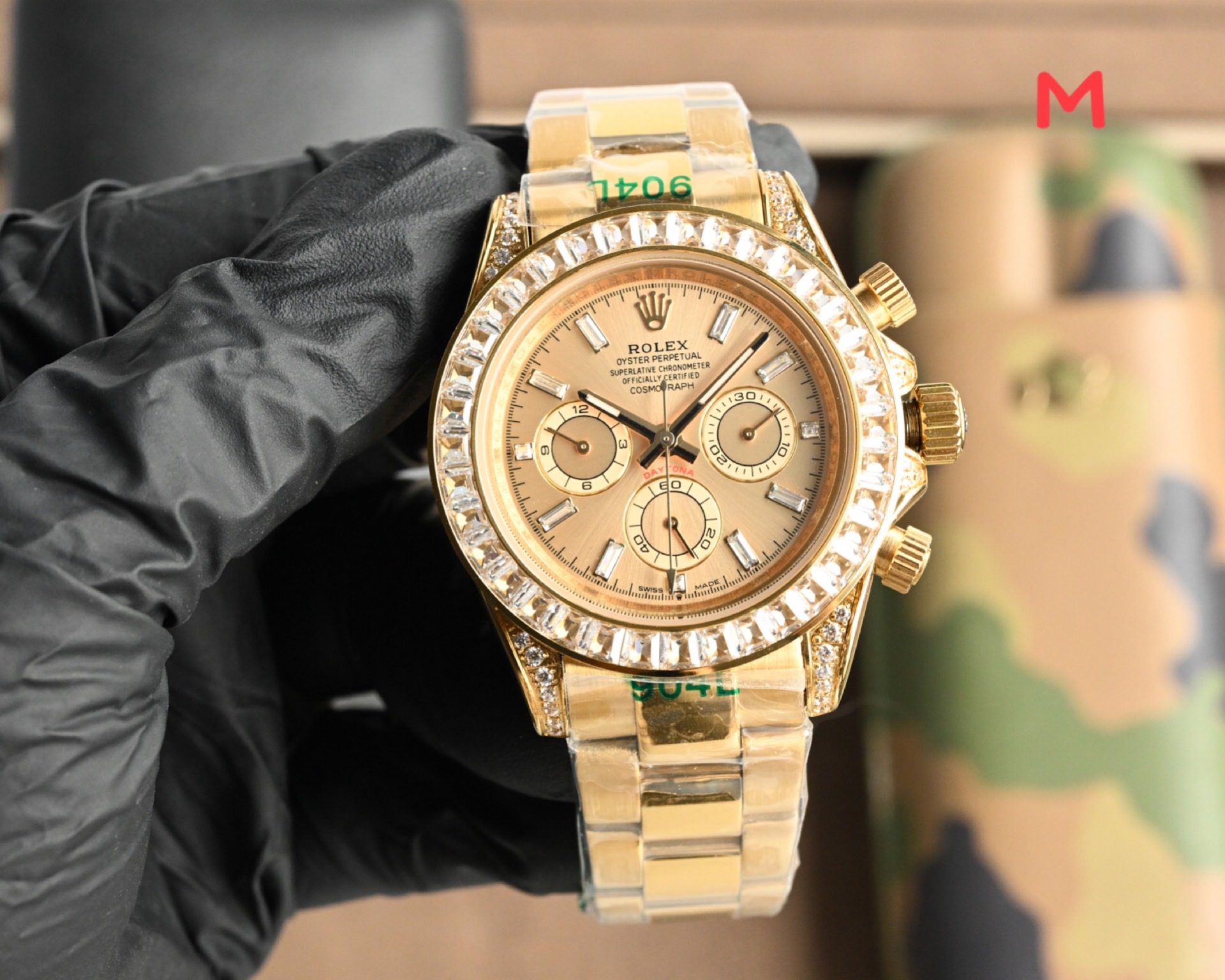 Rolex Daytona Diamond - Bezel Champagne Dial Gold Watch, 40mm, Automatic Movement