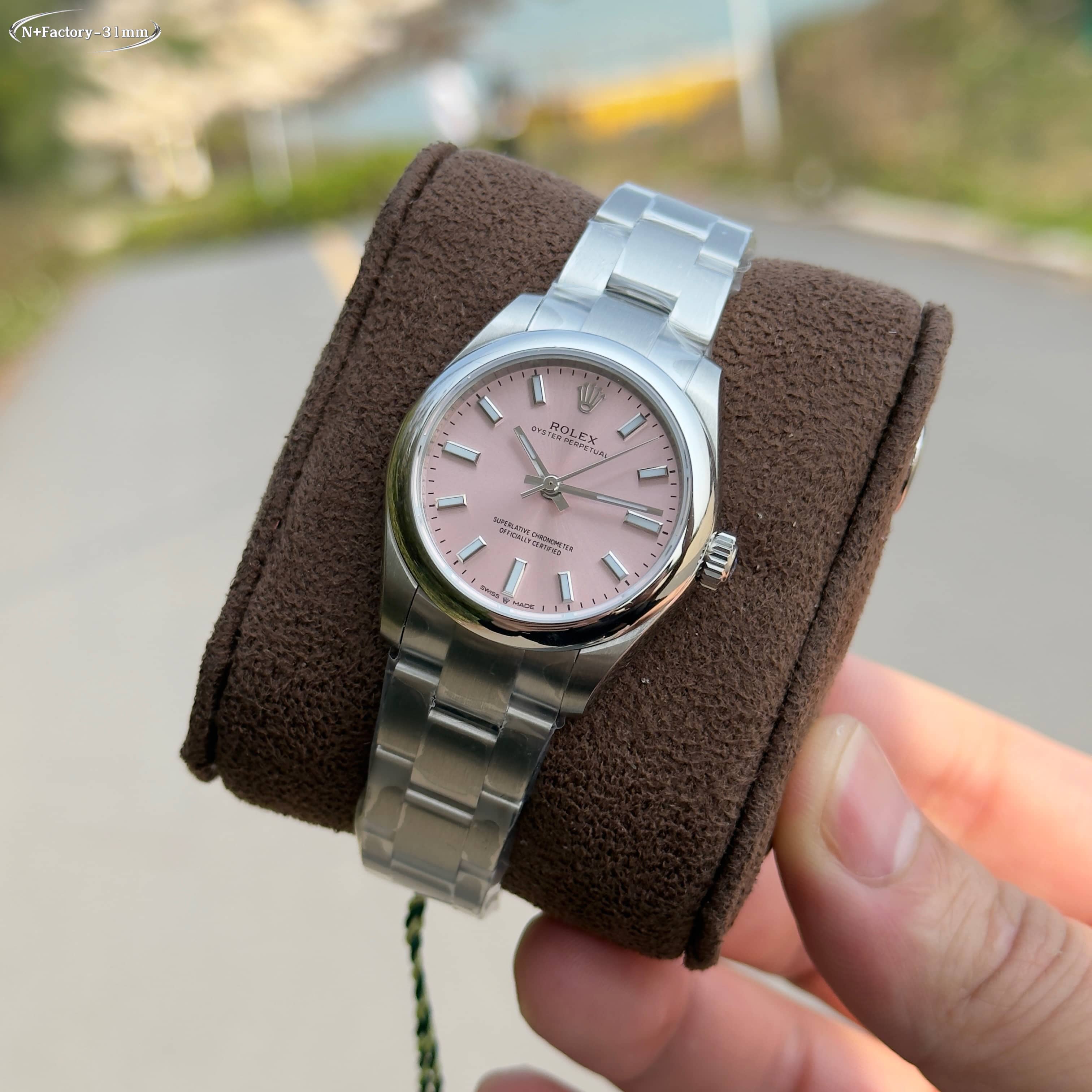 Rolex Oyster Perpetual Pink Dial Stainless Steel Watch, 31mm, Automatic Movement