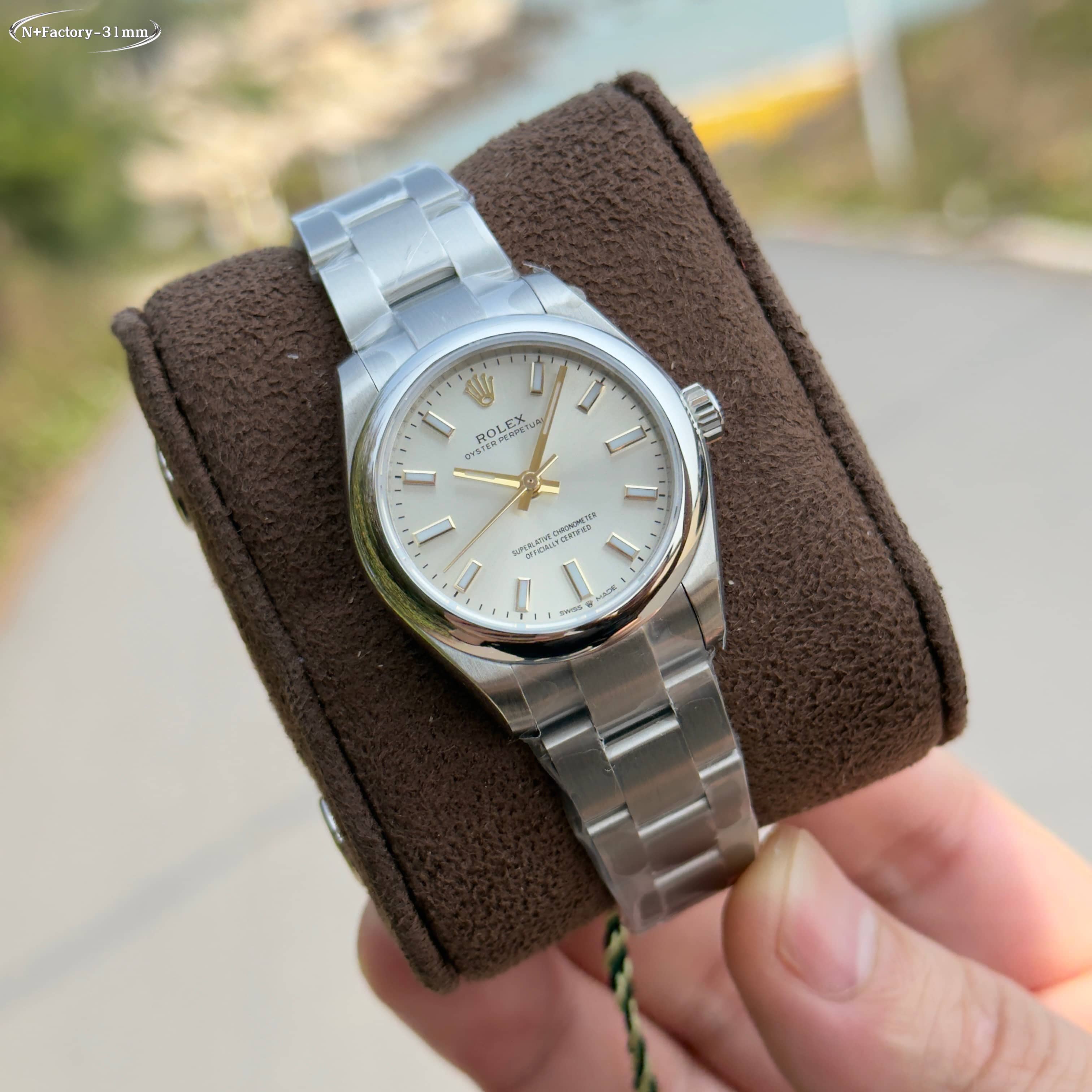 Rolex Oyster Perpetual Silver - White Dial Stainless Steel Watch, 31mm, Automatic Movement