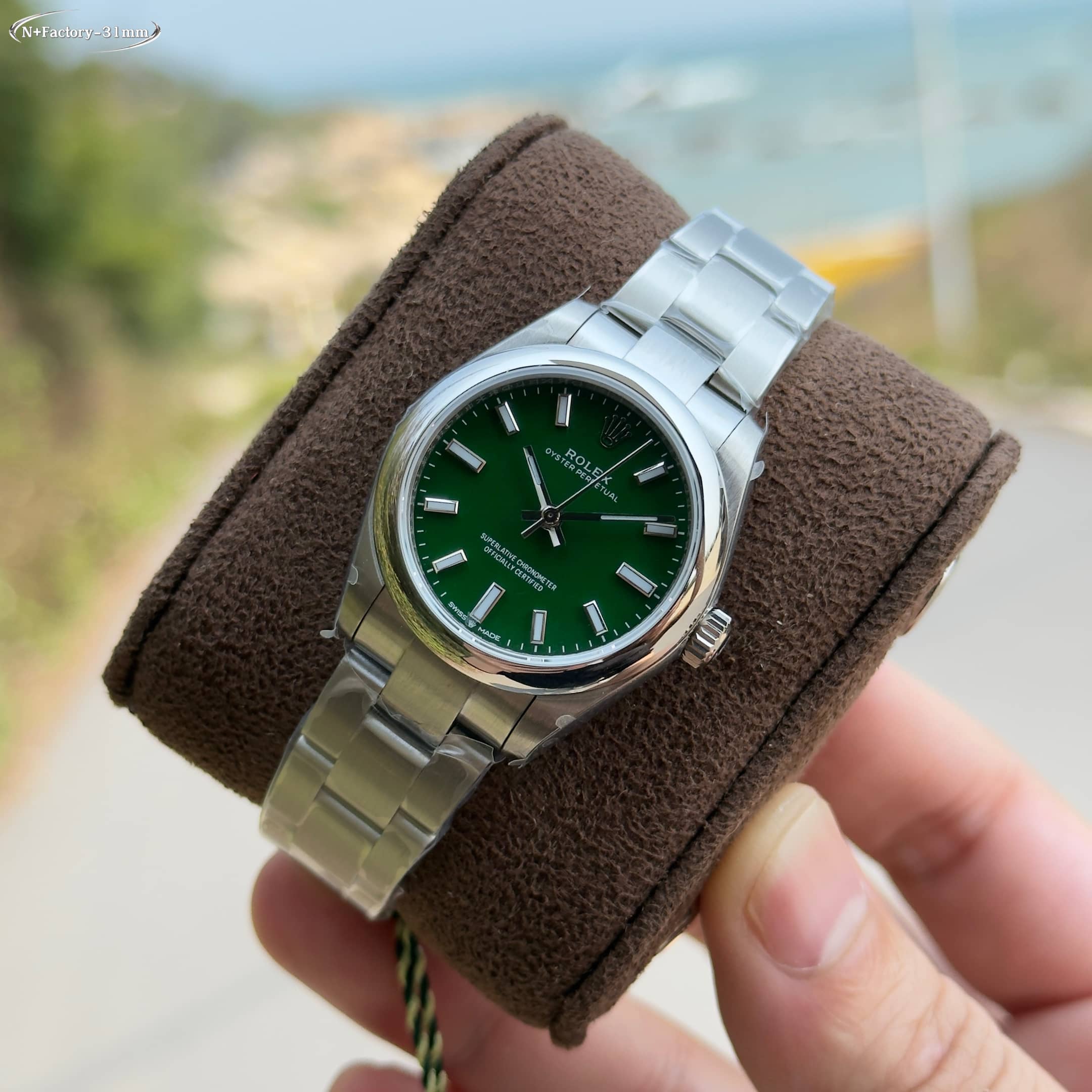 Rolex Oyster Perpetual Green Dial Stainless Steel Watch, 31mm, Automatic Movement
