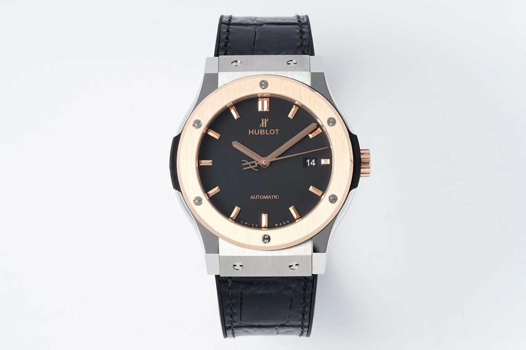 Hublot Classic Fusion Black Dial Titanium & 18K Rose Gold Watch, 42mm, Automatic Movement