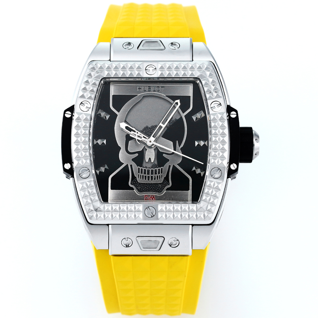 Hublot Spirit of Big Bang Depeche Mode Limited - Edition Skull Dial Yellow Rubber Strap Watch, 42mm, Automatic Movement