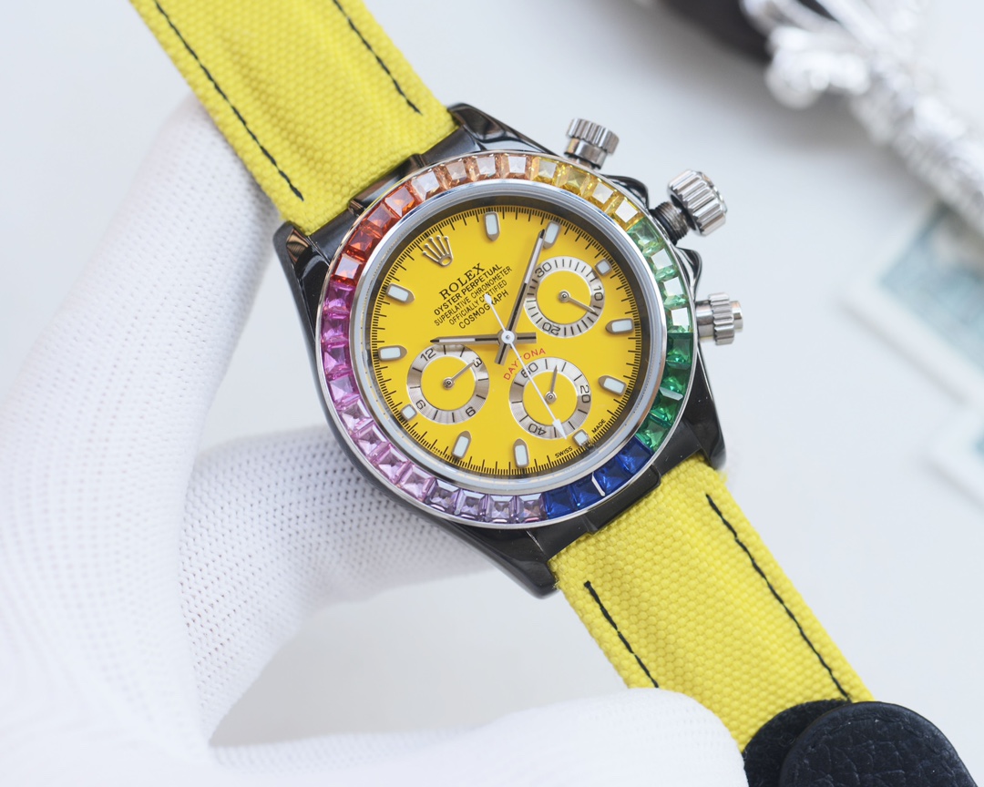Rolex Cosmograph Daytona Rainbow - Gemstone Bezel Yellow Dial Chronograph Watch, 40mm, Calibre 4130 Movement