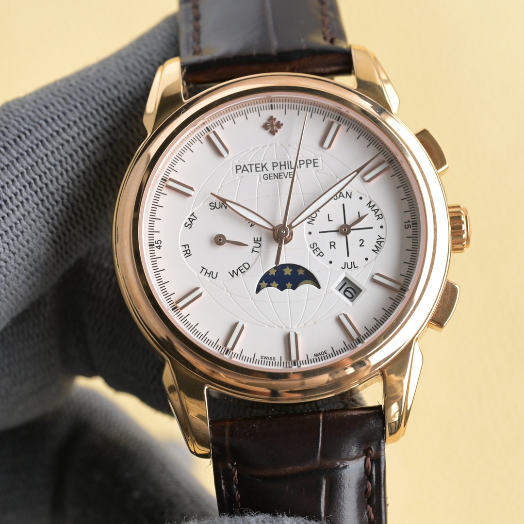 Patek Philippe Annual Calendar Moonphase White Dial 18K Gold - Accented Watch, 40mm, Calibre 324 S QA Movement