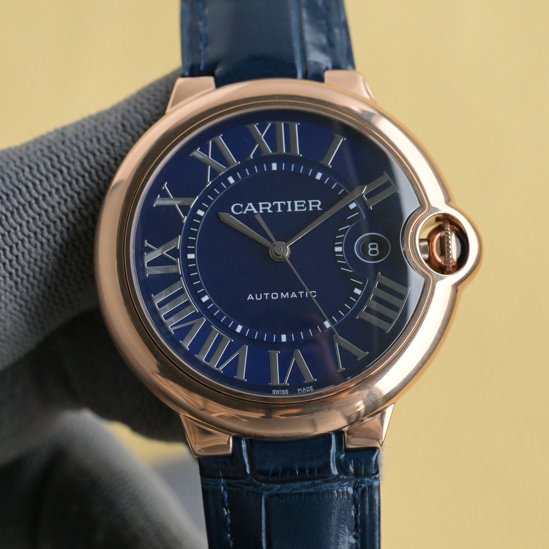 Cartier Ballon Bleu Silver Dial Diamond - Bezel 18K Gold Watch, 42mm, Calibre 1847 MC Movement