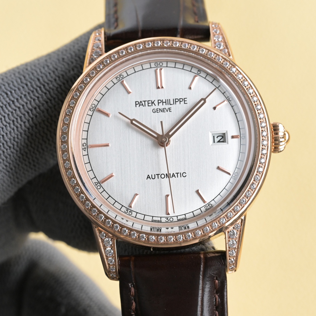 Patek Philippe Calatrava - Style Diamond - Embellished 18K Rose Gold Watch, 38mm, Calibre 324 SC Movement