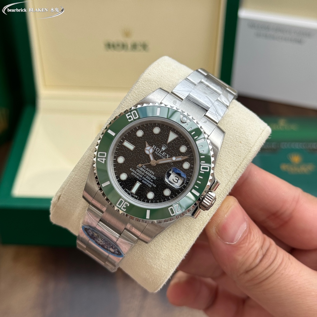 Rolex Submariner BLAKEN - Custom Black Dial Green Cerachrom Bezel Stainless Steel Watch, 40mm, Calibre 3235 Movement
