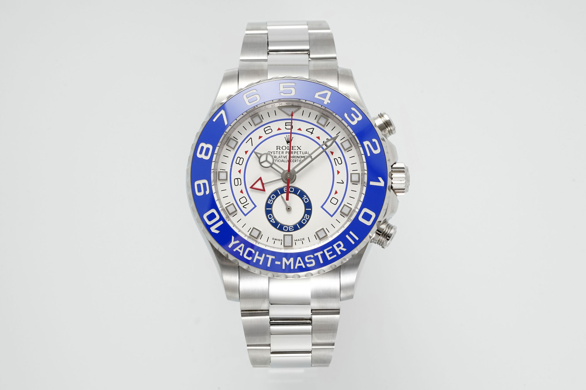 Rolex Yacht-Master II White Dial Blue Cerachrom Bezel Stainless Steel Watch, 44mm, Calibre 4161 Movement