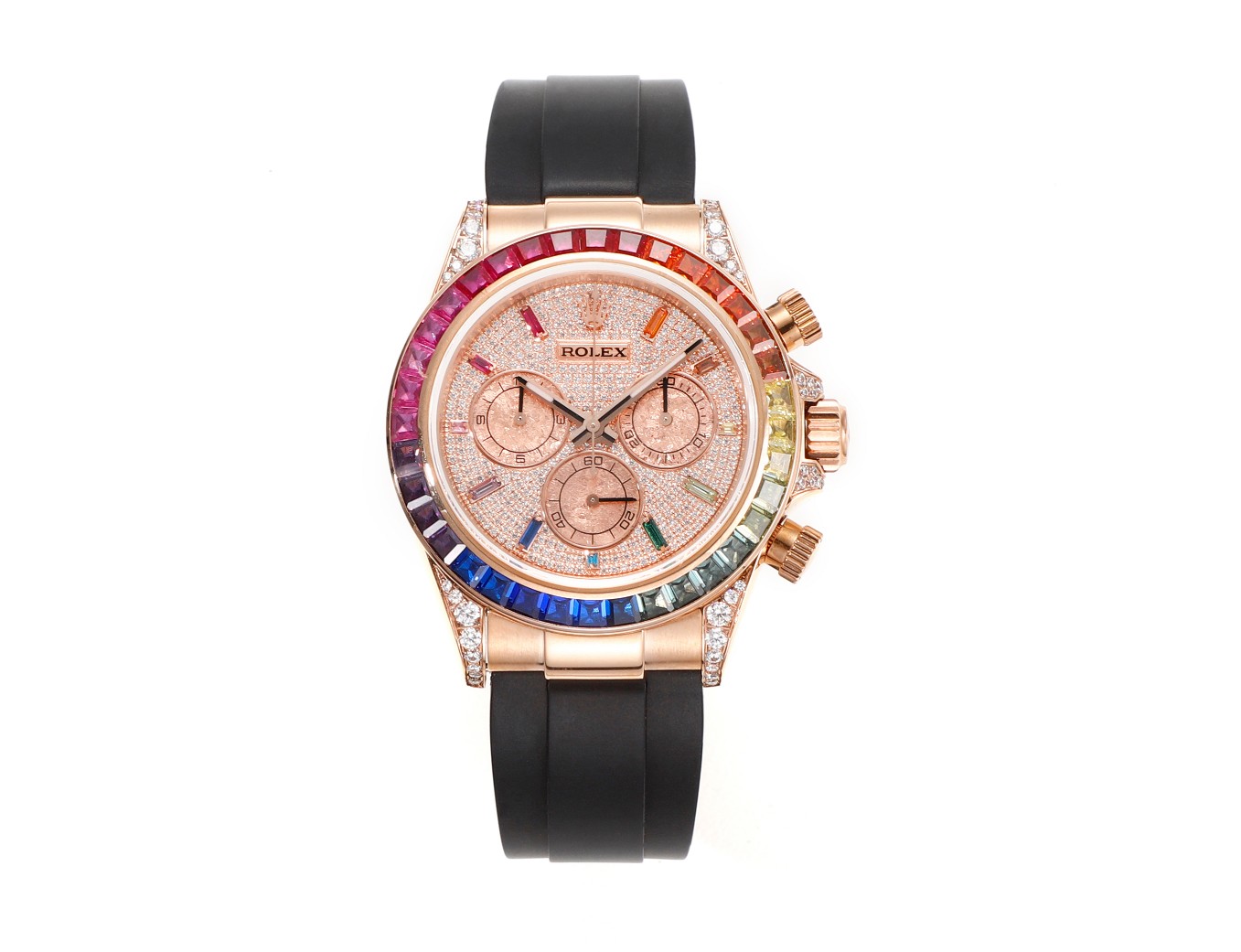 Rolex Daytona Rainbow Gem - Set Diamond - Paved Dial 18K Rose Gold Watch, 40mm, Calibre 4130 Movement
