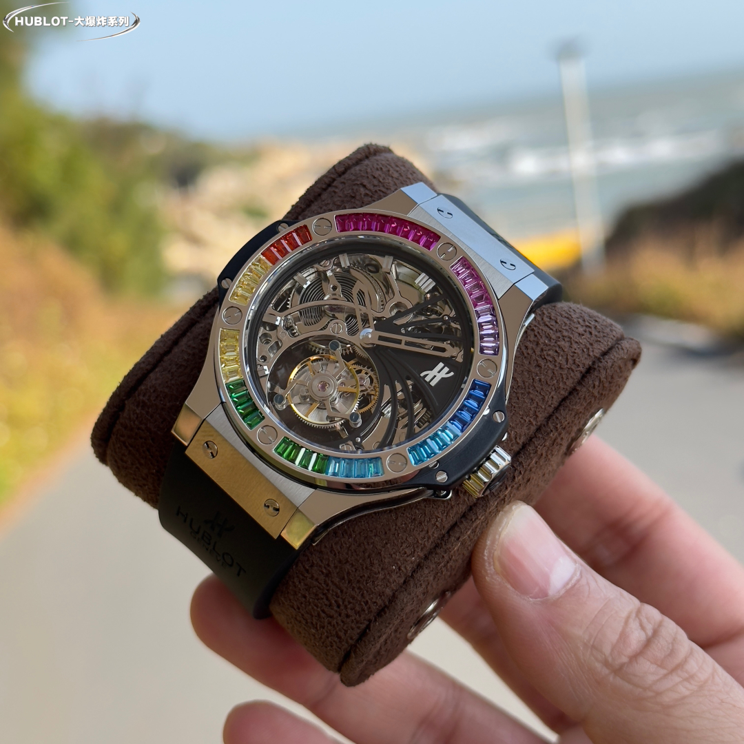 Hublot Big Bang Rainbow Skeleton Tourbillon Titanium Watch, 45mm, Tourbillon Movement