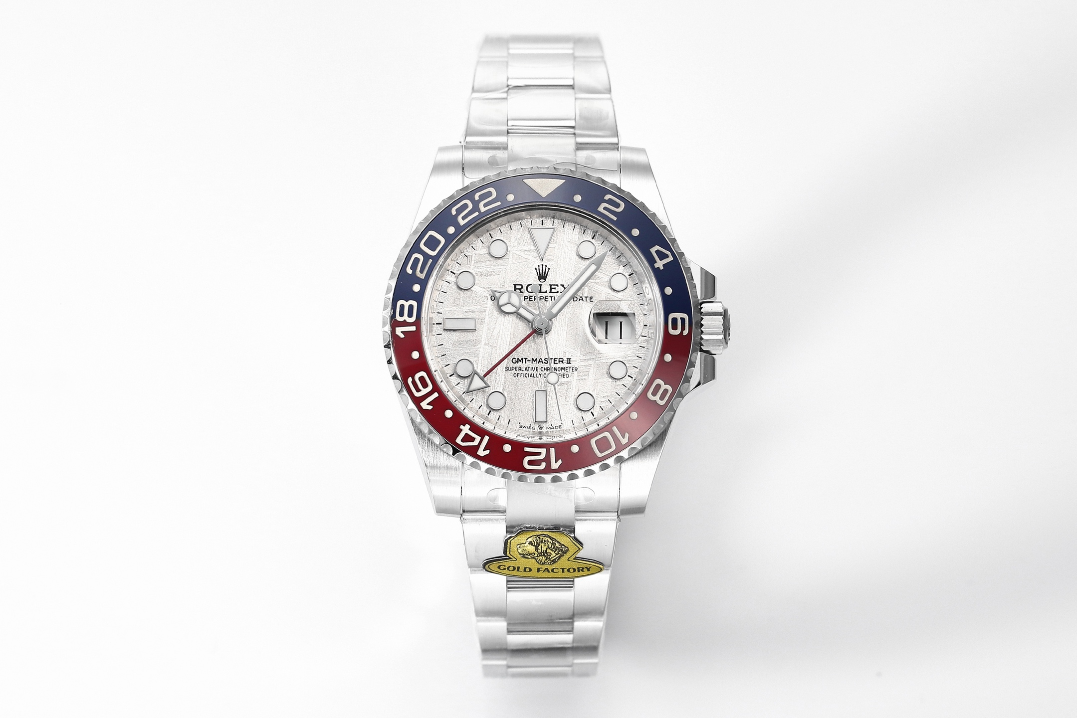 Rolex GMT - Master II Silver Motif Dial Pepsi Bezel Stainless Steel Bracelet Automatic Watch
