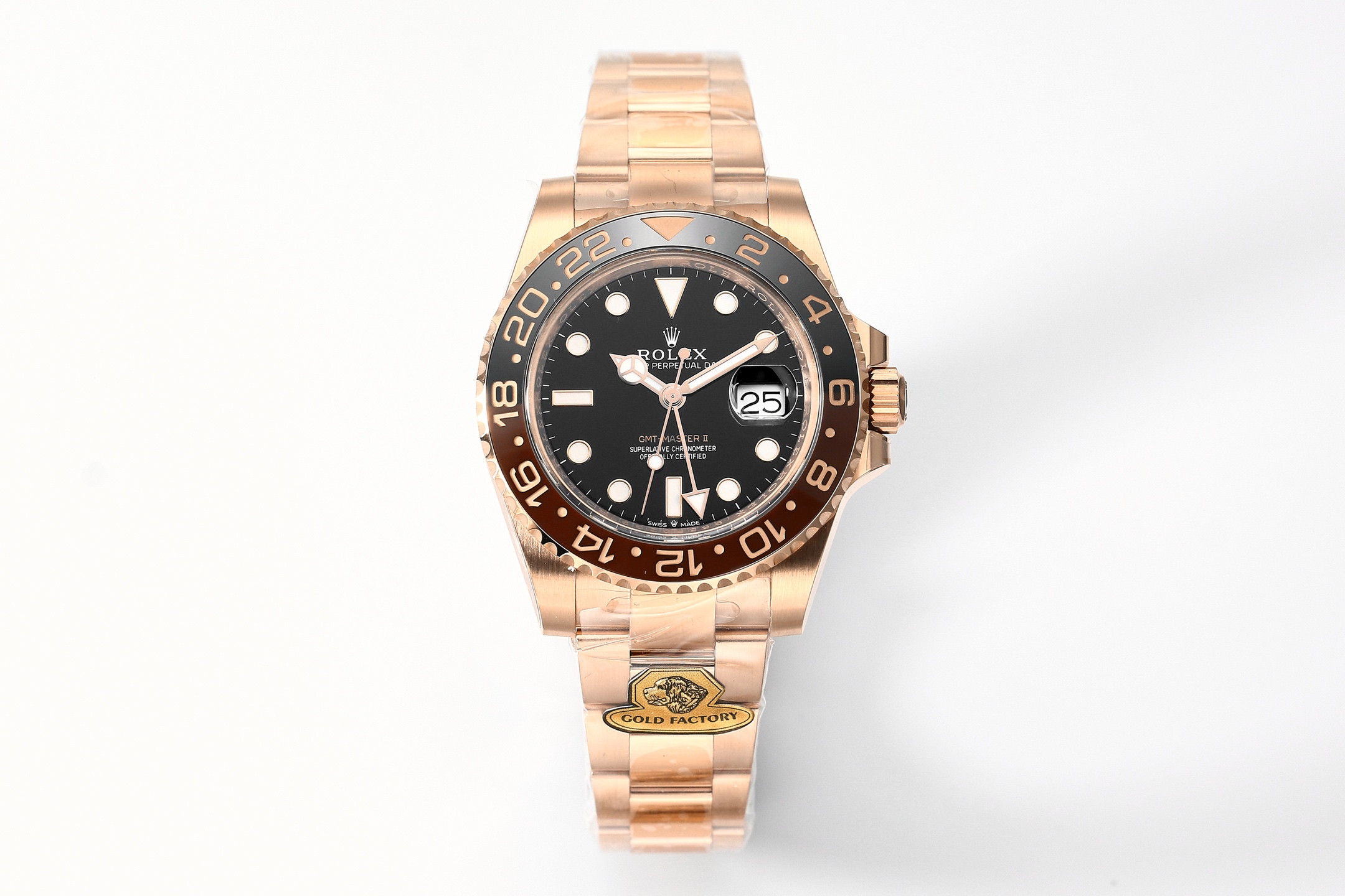 Rolex GMT - Master II Black Dial Chocolate Ceramic Bezel 18K Rose Gold Automatic Watch