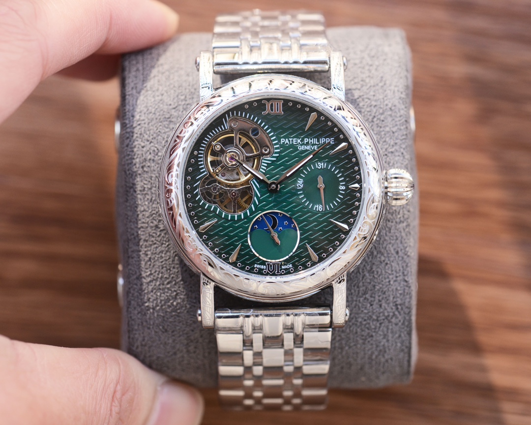 Patek Philippe Complicated Skeleton Dial Automatic Mechanical Watch, Stainless Steel Bracelet