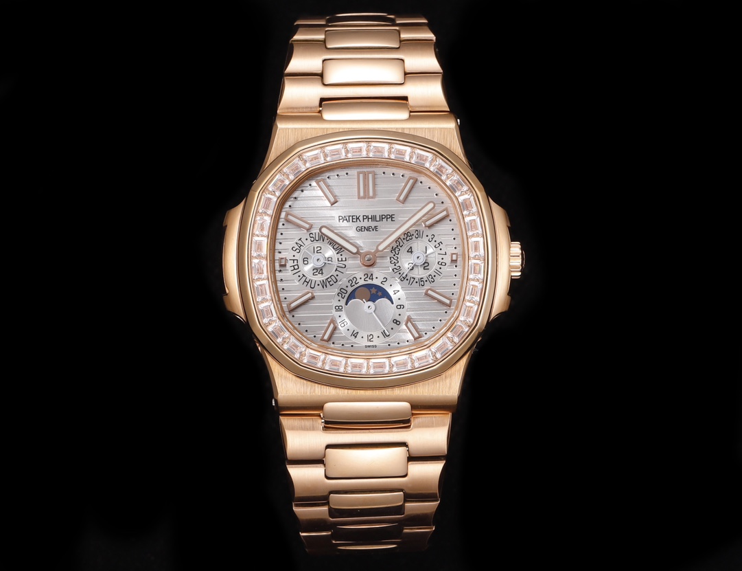 Patek Philippe Nautilus 40mm Diamond - Bezel Perpetual Calendar 18K Rose Gold Watch, Calibre 240 Q