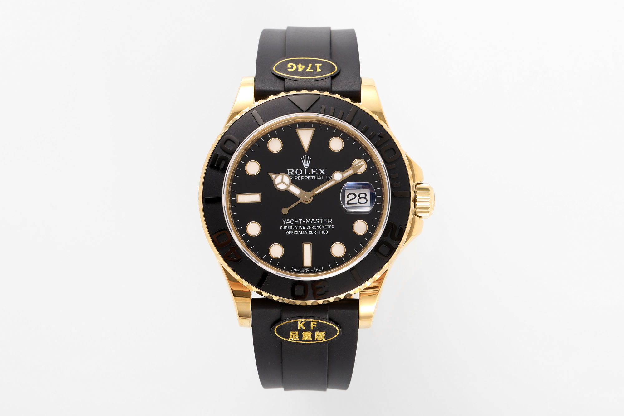 Rolex Yacht - Master 40mm Black Dial 18K Gold & Rubber Watch, Calibre 3235