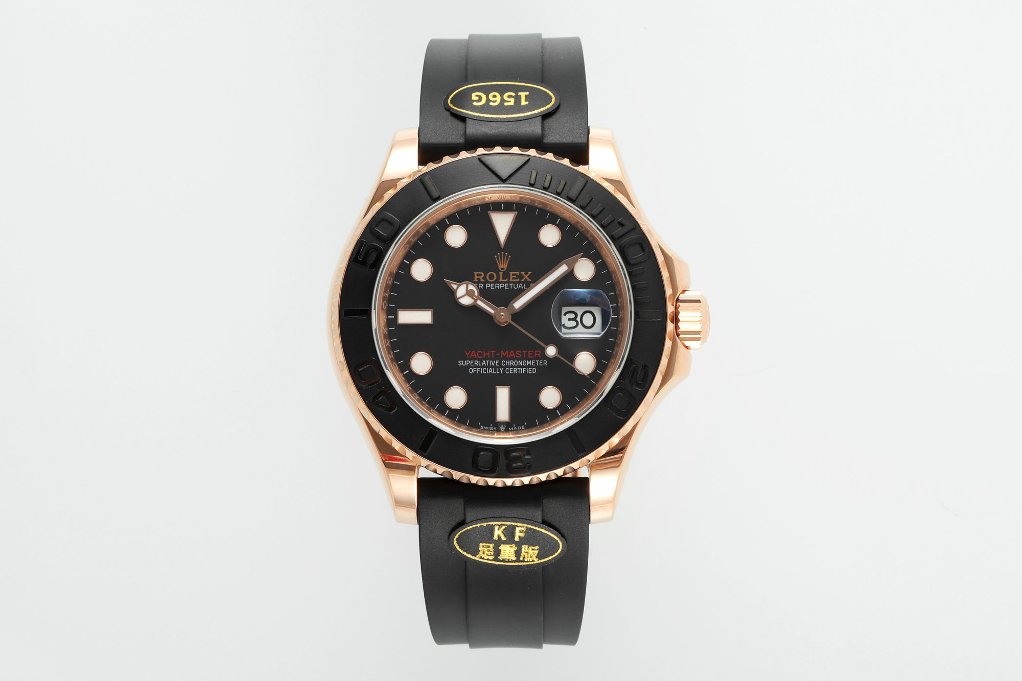Rolex Yacht - Master 40mm Black Dial 18K Rose Gold & Rubber Watch, Calibre 3235
