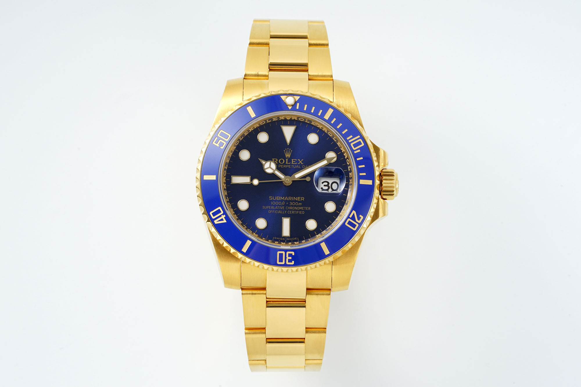Rolex Submariner 40mm Blue Dial 18K Gold Watch, Calibre 3235