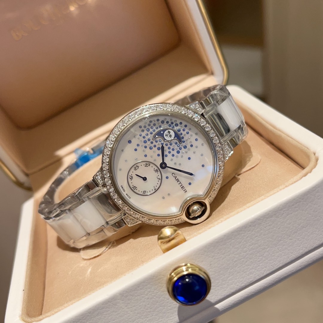 Cartier Ballon Bleu de Cartier 33mm Diamond - Set Light - Blue Mother - of - Pearl Dial Watch, Calibre 076