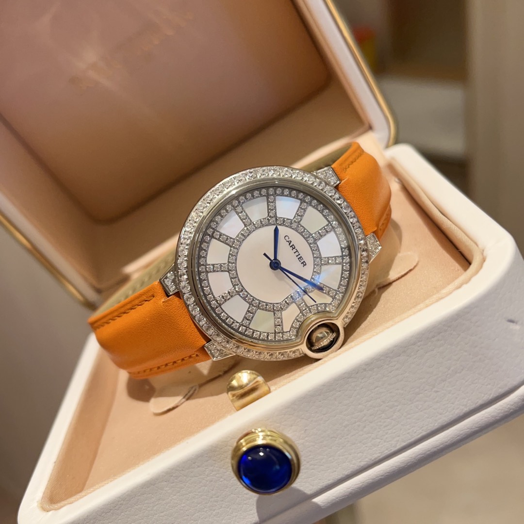 Cartier Ballon Bleu de Cartier 33mm Diamond - Set Mother - of - Pearl Dial Watch, Calibre 076