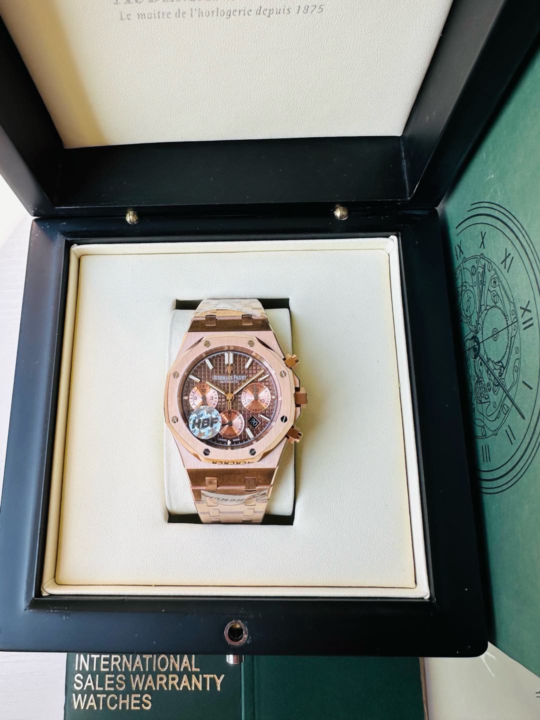 Audemars Piguet Royal Oak Chronograph 41mm Brown Tapisserie Dial 18K Rose Gold Watch, Calibre 2385